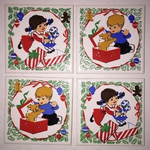 4 Jasco ceramic coaster vintage